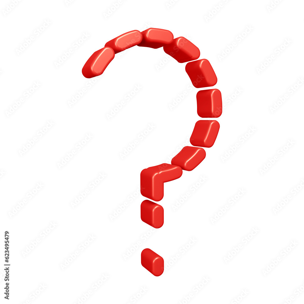 Poster 3d red question mark or icon design with dashed lines