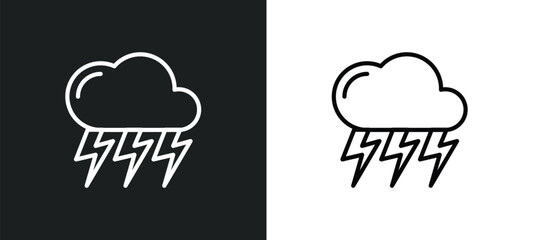 stormy icon isolated in white and black colors. stormy outline vector icon from weather collection for web, mobile apps and ui.