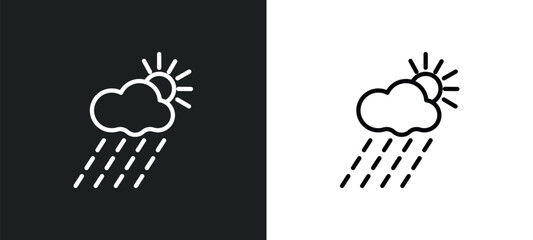 rainy day icon isolated in white and black colors. rainy day outline vector icon from weather collection for web, mobile apps and ui.