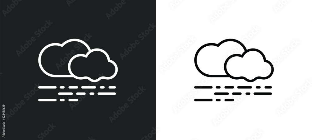 Poster mist icon isolated in white and black colors. mist outline vector icon from weather collection for w