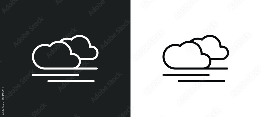 Poster blanket of fog icon isolated in white and black colors. blanket of fog outline vector icon from weat