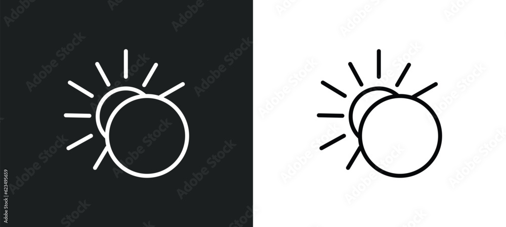 Poster eclipse icon isolated in white and black colors. eclipse outline vector icon from weather collection