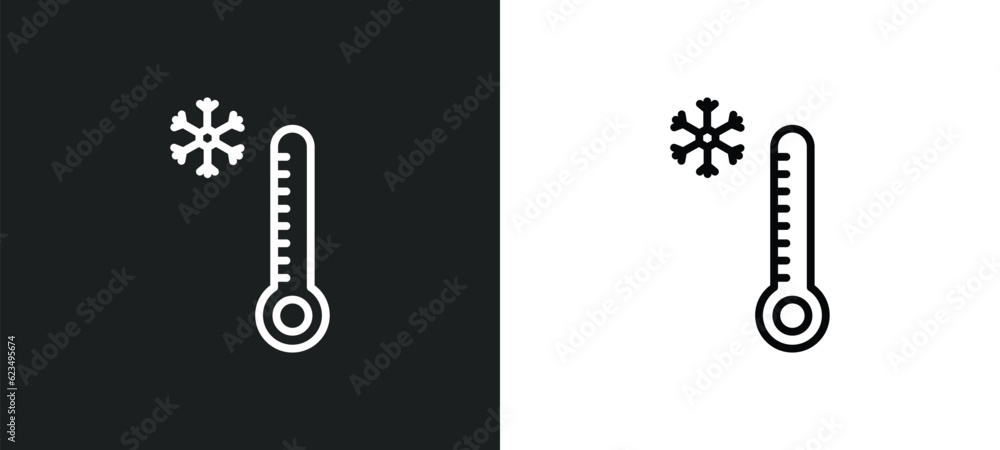 Aufkleber cold icon isolated in white and black colors. cold outline vector icon from weather collection for w