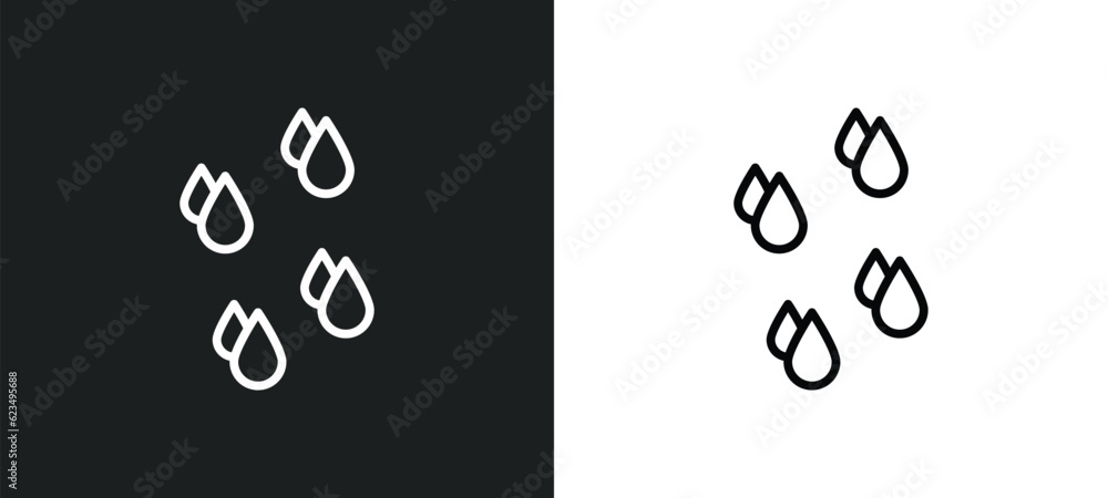 Poster raindrops icon isolated in white and black colors. raindrops outline vector icon from weather collec