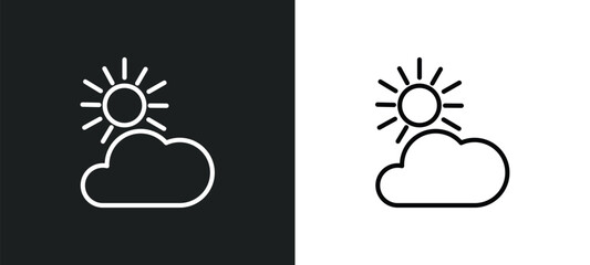 clouds and sun icon isolated in white and black colors. clouds and sun outline vector icon from weather collection for web, mobile apps ui.