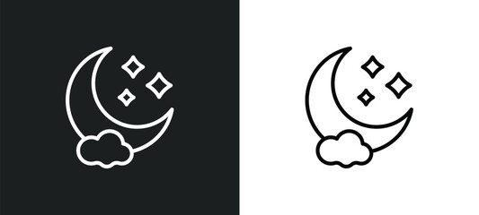 Fototapeta premium night icon isolated in white and black colors. night outline vector icon from weather collection for web, mobile apps and ui.
