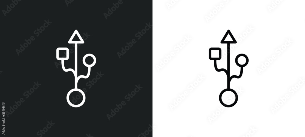 Poster usb port icon isolated in white and black colors. usb port outline vector icon from user interface c