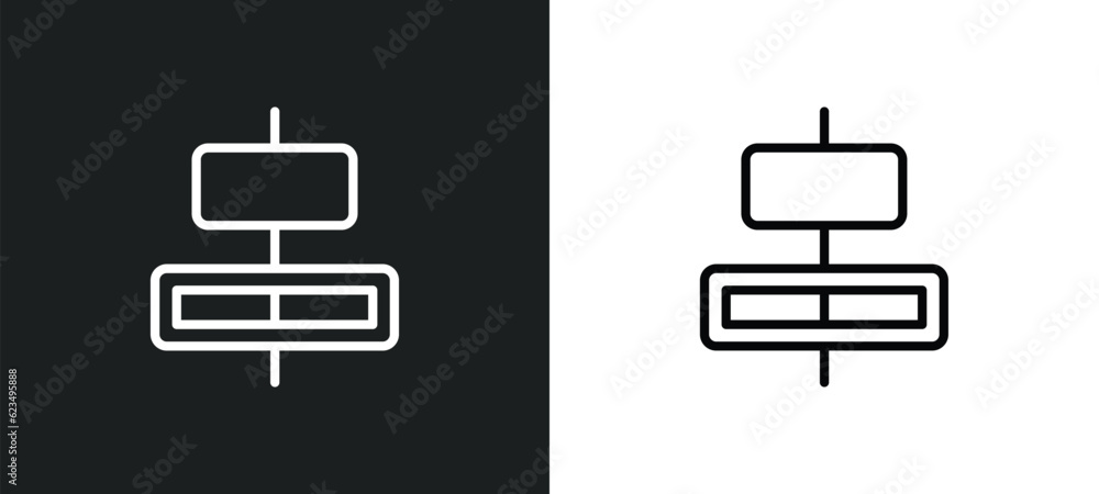 Poster horizontal alignment icon isolated in white and black colors. horizontal alignment outline vector ic