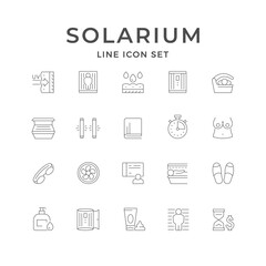 Set line icons of solarium