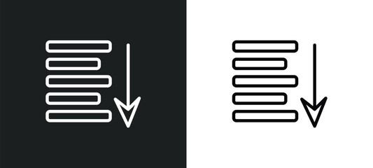 sort down icon isolated in white and black colors. sort down outline vector icon from user interface collection for web, mobile apps and ui.