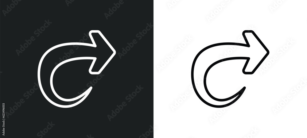 Poster forward icon isolated in white and black colors. forward outline vector icon from user interface col
