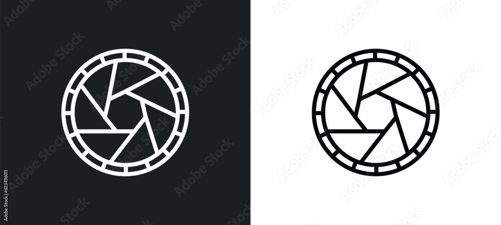 Poster shutter icon isolated in white and black colors. shutter outline vector icon from user interface col