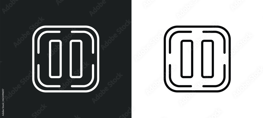 Poster pause icon isolated in white and black colors. pause outline vector icon from user interface collect