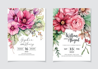 Vector hand drawing romantic watercolor wedding invitation card, Watercolor floral design decorative greeting card, eucalyptus poster birthday, holiday, summer set design background