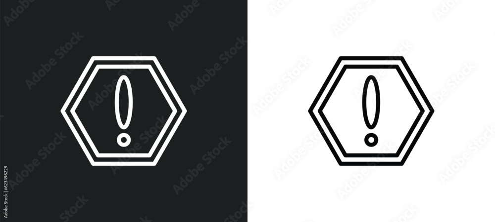 Poster exclamation button icon isolated in white and black colors. exclamation button outline vector icon f