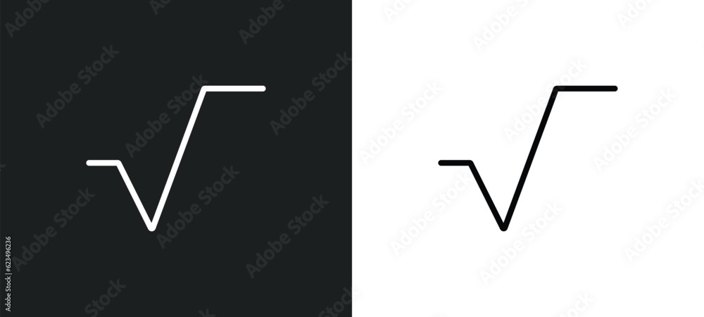 Poster square root icon isolated in white and black colors. square root outline vector icon from user inter