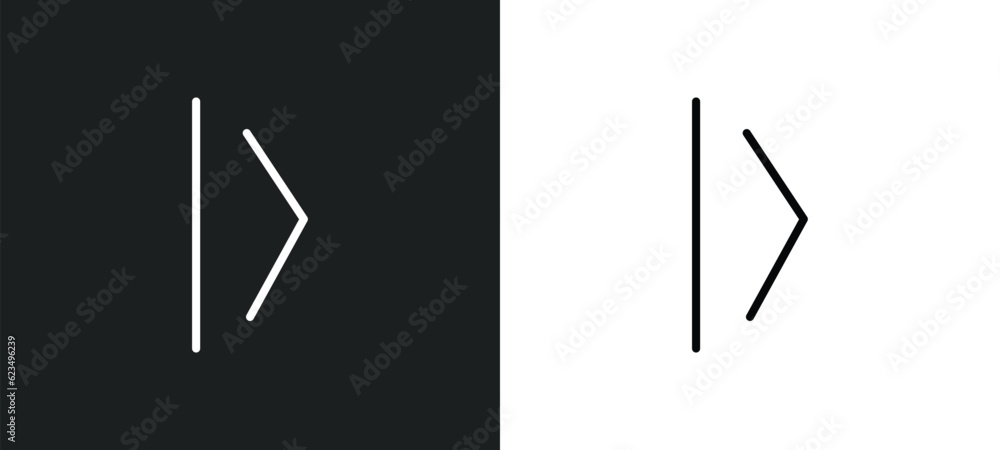 Poster slide right icon isolated in white and black colors. slide right outline vector icon from user inter