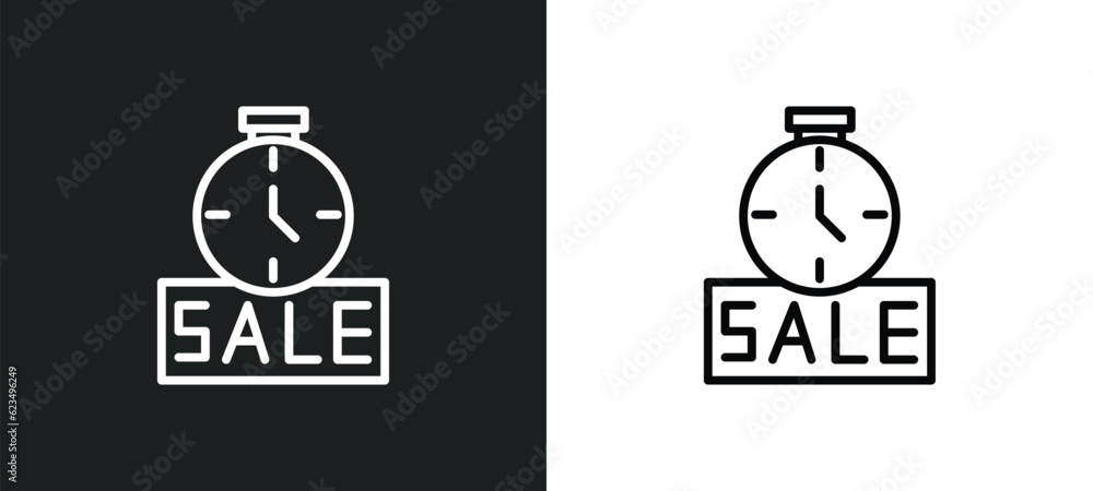 Aufkleber sale time icon isolated in white and black colors. sale time outline vector icon from user interface