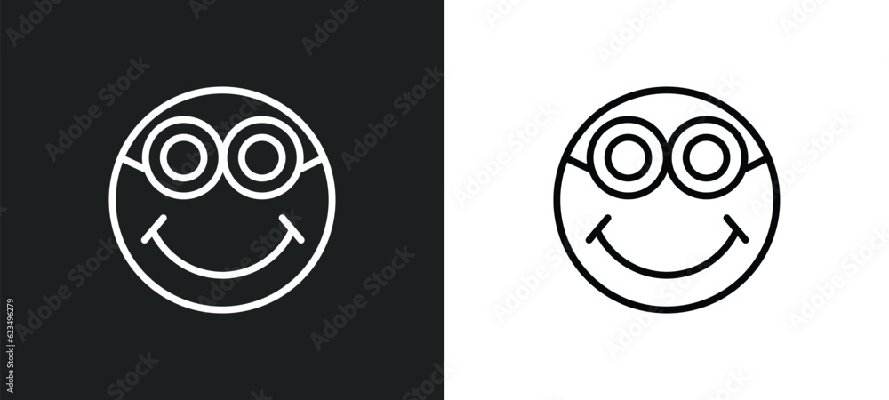 Poster nerd smile icon isolated in white and black colors. nerd smile outline vector icon from user interfa