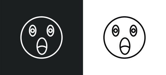 shocked smile icon isolated in white and black colors. shocked smile outline vector icon from user interface collection for web, mobile apps and ui.