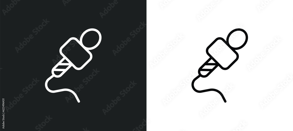 Poster mic interface icon isolated in white and black colors. mic interface outline vector icon from user i