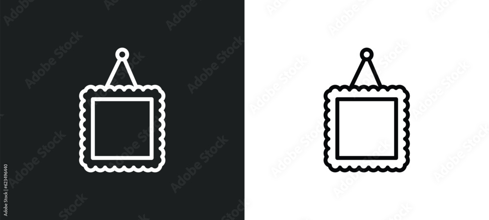 Poster image with frame icon isolated in white and black colors. image with frame outline vector icon from 