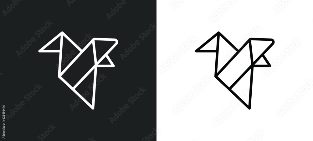 Poster paper bird icon isolated in white and black colors. paper bird outline vector icon from user interfa