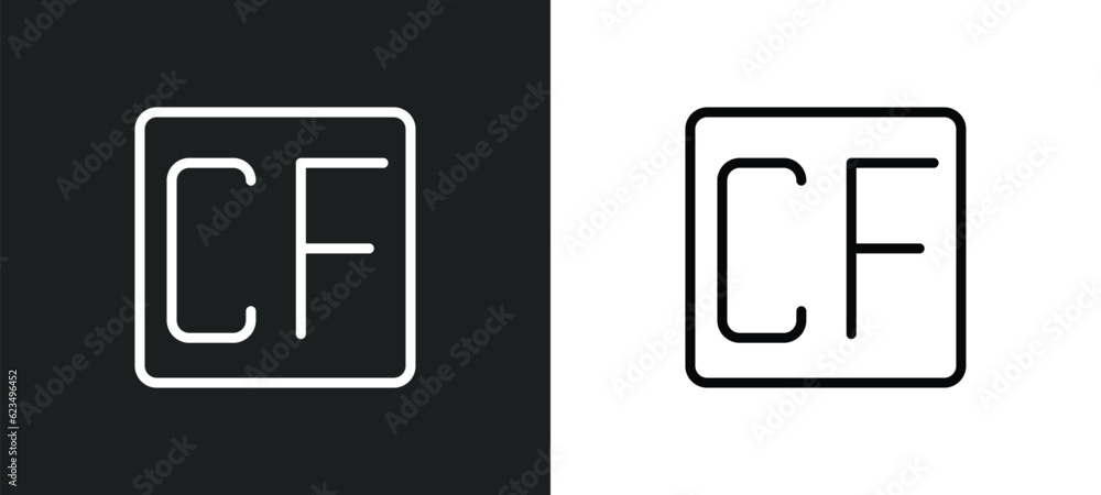 Poster cf icon isolated in white and black colors. cf outline vector icon from user interface collection fo