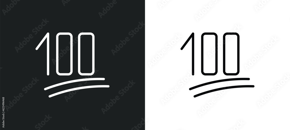 Poster one hundred icon isolated in white and black colors. one hundred outline vector icon from user inter