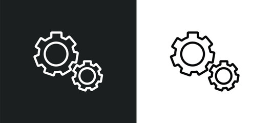 gear option icon isolated in white and black colors. gear option outline vector icon from user interface collection for web, mobile apps and ui.