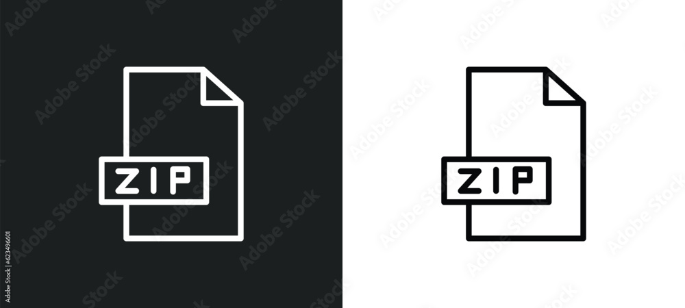 Poster zip file icon isolated in white and black colors. zip file outline vector icon from user interface c