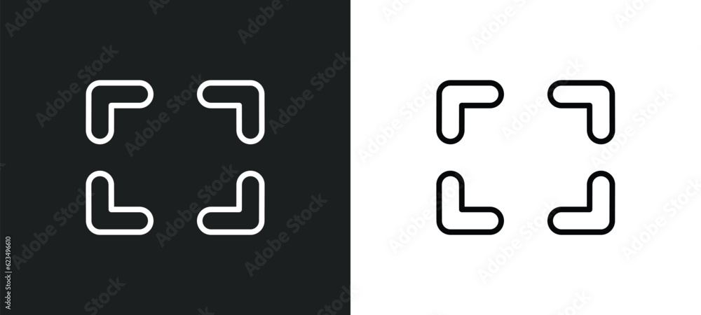 Poster corners icon isolated in white and black colors. corners outline vector icon from user interface col