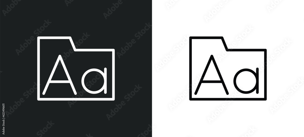 Aufkleber fonts icon isolated in white and black colors. fonts outline vector icon from user interface collect