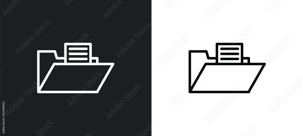Poster data folder icon isolated in white and black colors. data folder outline vector icon from user inter