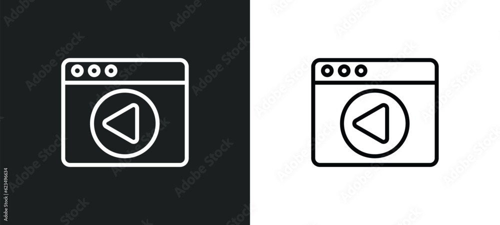 Poster video in browser icon isolated in white and black colors. video in browser outline vector icon from 