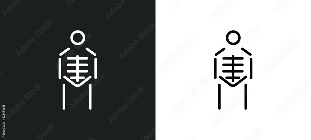 Poster anatomy class skeleton icon isolated in white and black colors. anatomy class skeleton outline vecto