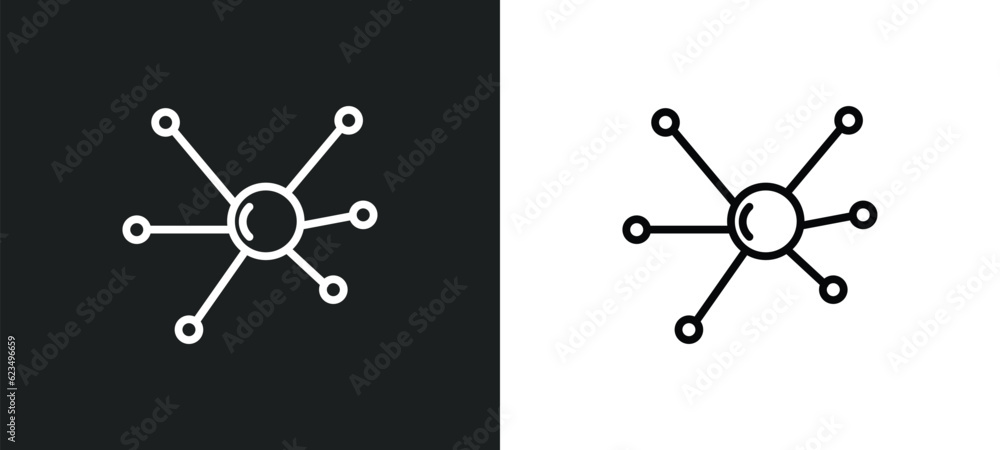 Poster nuclear cells icon isolated in white and black colors. nuclear cells outline vector icon from user i