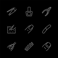 Set line icons of nails