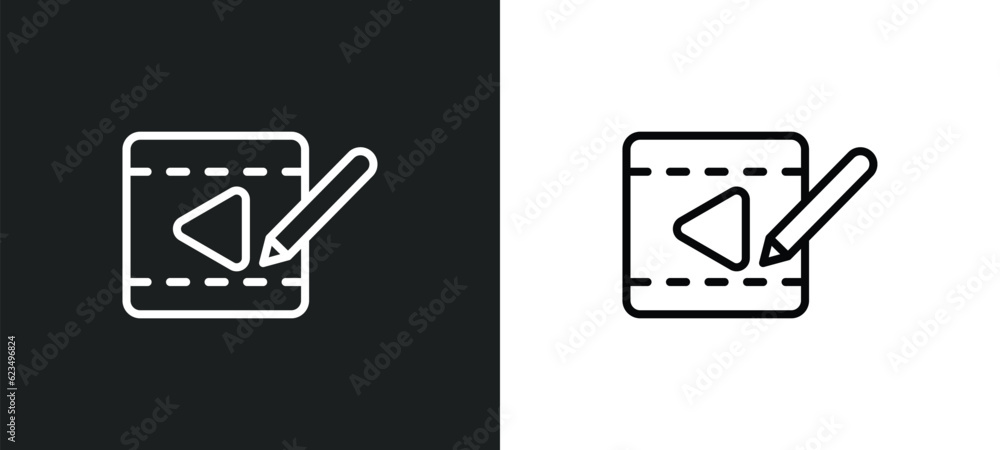 Poster video edition icon isolated in white and black colors. video edition outline vector icon from user i