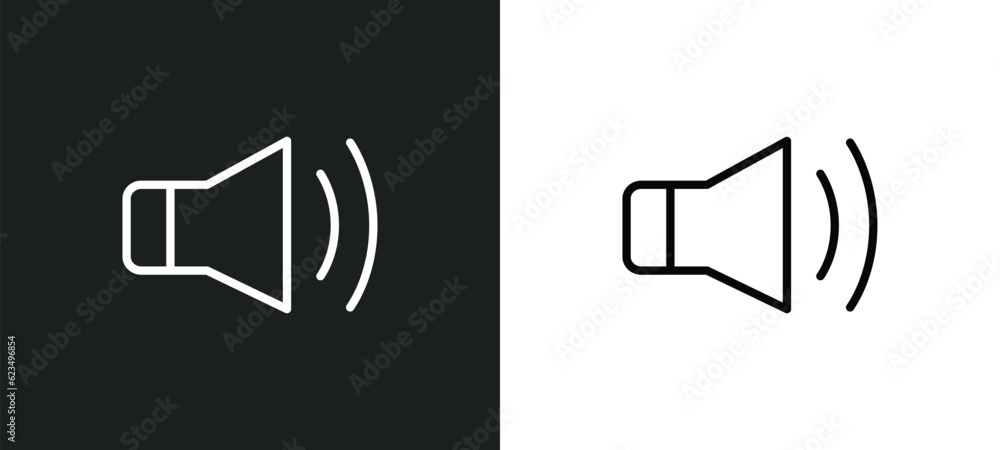 Poster loud audio icon isolated in white and black colors. loud audio outline vector icon from user interfa