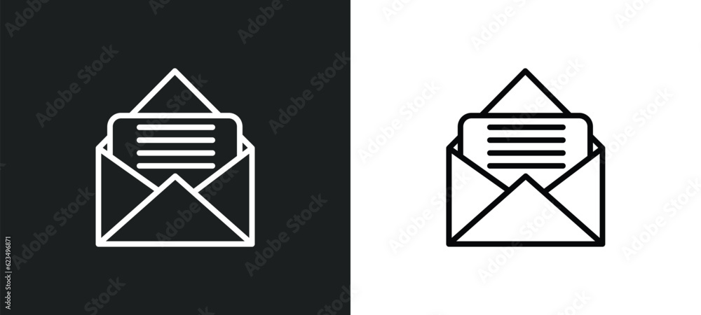 Poster letter envelope icon isolated in white and black colors. letter envelope outline vector icon from us