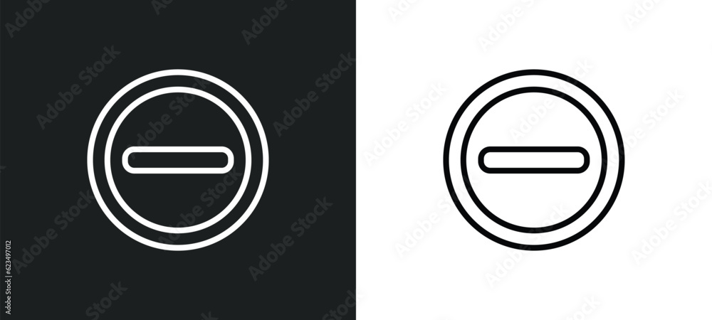 Poster remove round button icon isolated in white and black colors. remove round button outline vector icon