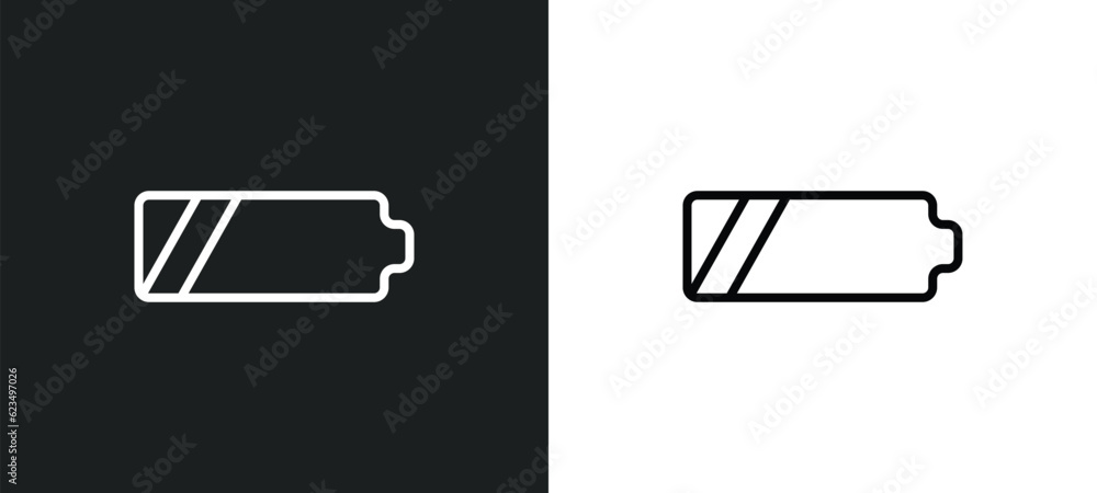 Poster battery medium charge icon isolated in white and black colors. battery medium charge outline vector 