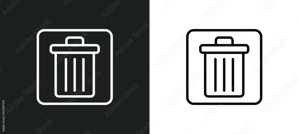 Poster delete bin icon isolated in white and black colors. delete bin outline vector icon from user interfa