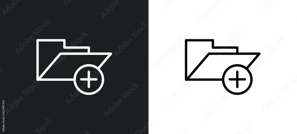 Poster add folder button icon isolated in white and black colors. add folder button outline vector icon from user interface collection for web, mobile apps and ui.