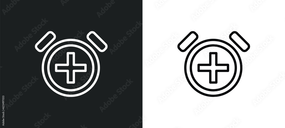 Poster alarm button icon isolated in white and black colors. alarm button outline vector icon from user int
