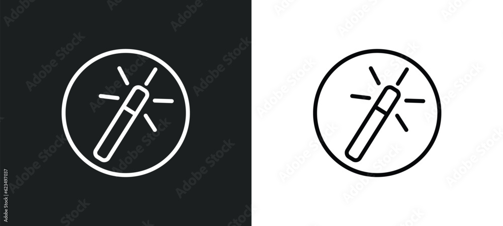 Poster magic wand button icon isolated in white and black colors. magic wand button outline vector icon fro