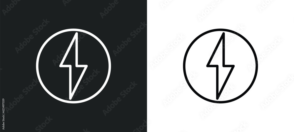 Poster lightning flash icon isolated in white and black colors. lightning flash outline vector icon from us