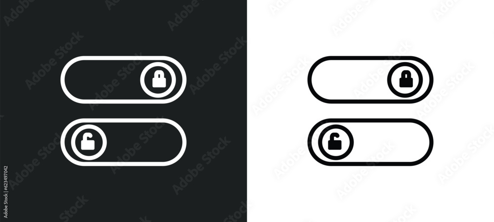 Poster slide to unlock icon isolated in white and black colors. slide to unlock outline vector icon from us