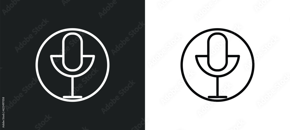 Poster record voice button icon isolated in white and black colors. record voice button outline vector icon from user interface collection for web, mobile apps and ui.